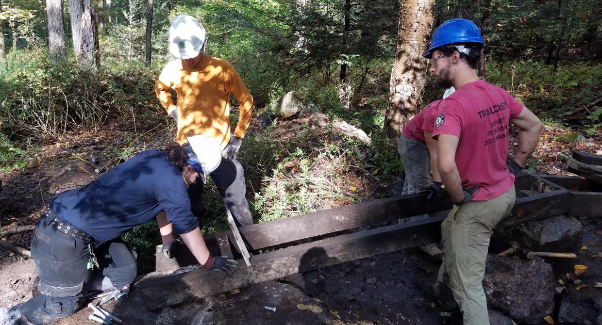 Palisades Trail Crew working in Sterling Forest State Park. Photo by Mike Girard.