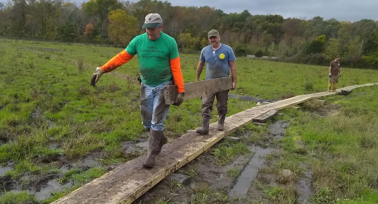 West Jersey Trail Crew replacing planking on the Pochuck section of the Appalachian Trail. 