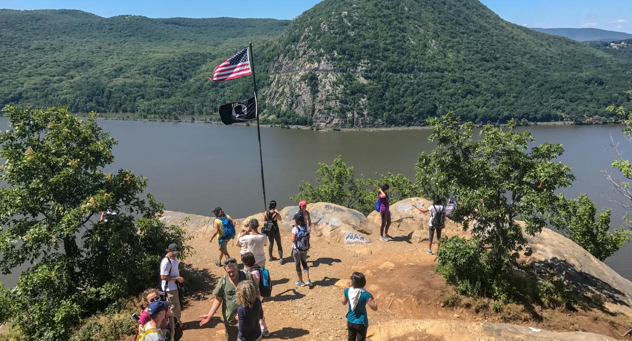 Hikers at the Flagpole on Breakneck Ridge. Phoot by Richard Zayas.