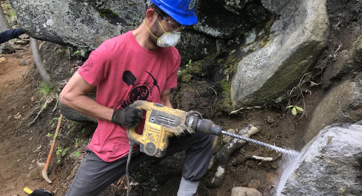 2018 Taconic Trail Crew works on Breakneck Ridge's Undercliff Trail. Photo by Joshua DelRio.