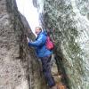 A hiker at the Lemon Squeezer - Photo by Daniel Chazin