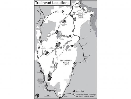 Circuit Hikes in Harriman 2nd Edition Locator Map