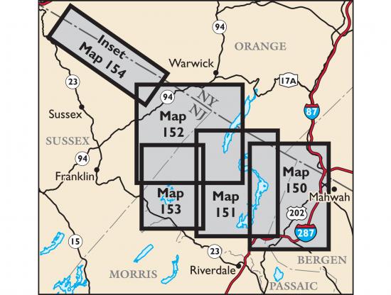 Northern New Jersey Highlands Trails Locator Map