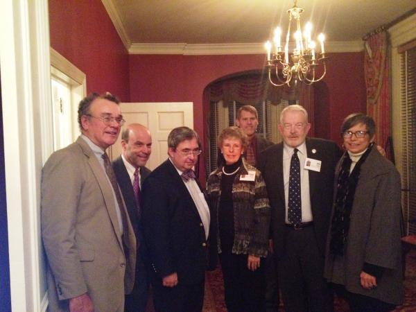 Trail Conference Board Chair, Chris Connolly; Trail Conference Executive Director, Edward Goodell; President of Ramapo College, Peter P. Mercer; Mahwah Historian, Carol Greene; Trail Conference Development Director, Don Weise; Darlington Schoolhouse Stakeholder Action Team Members Bill and Linda Dator 