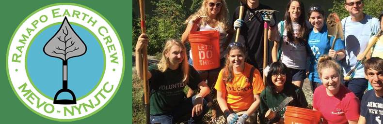 Ramapo Earth Crew logo and volunteers.