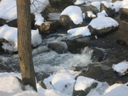 Cascades in Stony Brook in winter. Photo by Daniel Chazin.