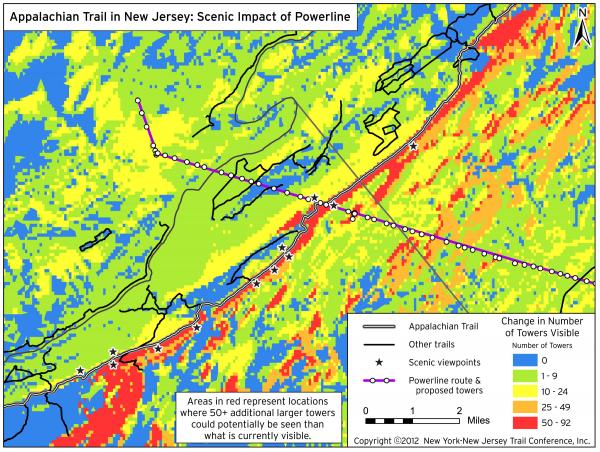 Map of scenic impact of powerline on A.T.