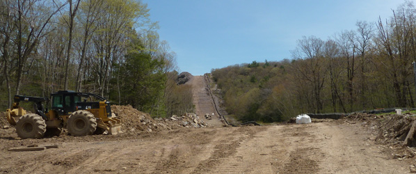 Pipeline route looking east of Clinton Rd., up Bearfort Mtn, severing the Terrace Pond North trail.