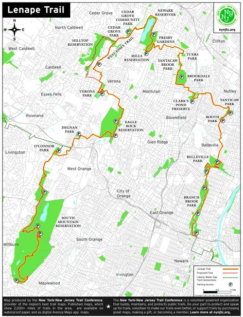 New Jersey Lenape Trail Map - Updated November 2017. Map by Jeremy Apgar.