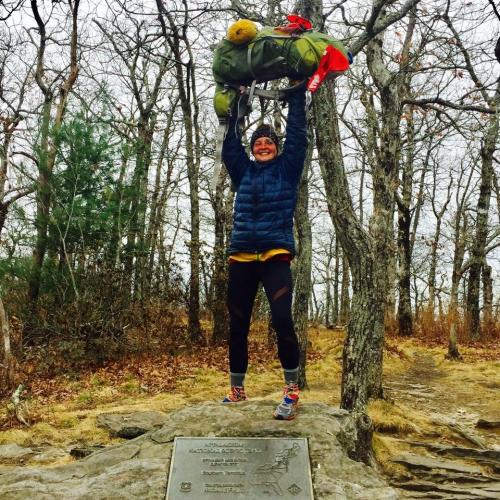 Yuliya finishing her southbound A.T. thru-hike. Photo by Yuliya Semenova.