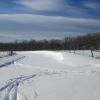 Blue ski overhead on a snow filled field Photo: Jane Daniels